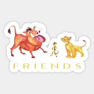 Lion and friends in watercolor Sticker